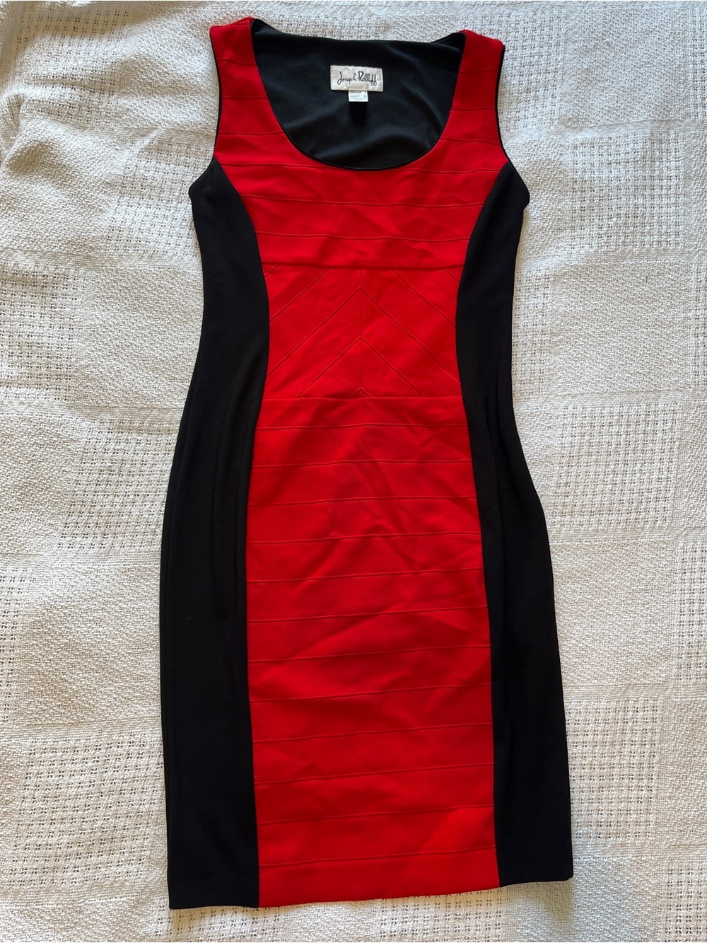 Joseph Ribkoff Red and Black Panel Sheath Dress